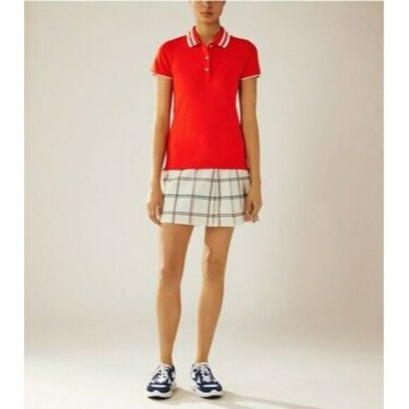 Tory Burch Tops - T-135. Tory Burch Tory Sport Pleated Collar Polo Red Medium